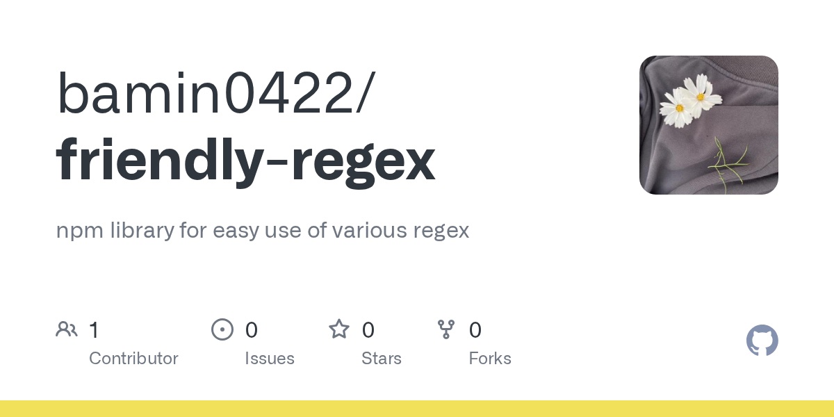 friendly-regex GitHub 저장소 미리보기